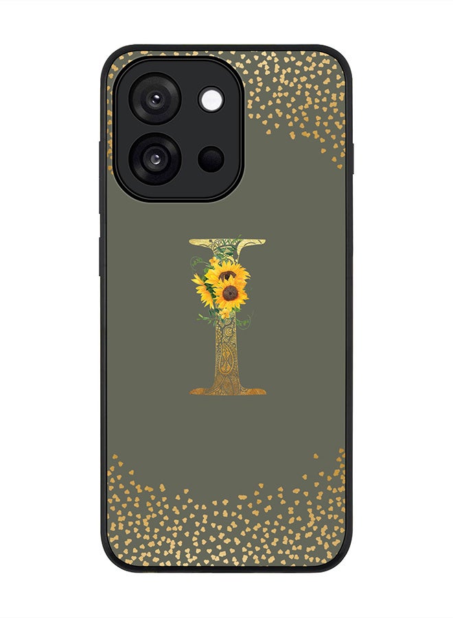 Stylizedd For OnePlus 13s / 13T Case,Slim fit Camera Protection, Shockproof Thin Phone cover  - Custom Floral Monogram - I  (Olive Green )