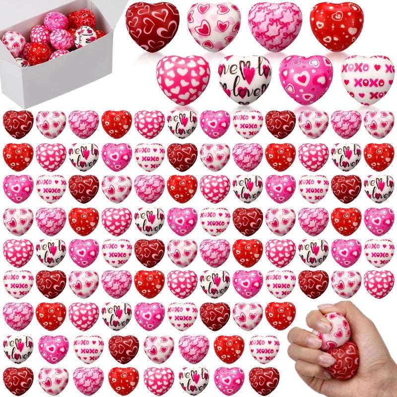 Honoson 48 Pcs Valentine Heart Stress Ball Bulk Relief Heart Shape Stress Ball Squeeze Mini Foam Balls Valentines Day Prizes for Party Favors Gifts Birthday Holiday Office Fillers 157 Inch - Image 3