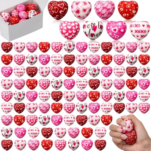 Honoson 48 Pcs Valentine Heart Stress Ball Bulk Relief Heart Shape Stress Ball Squeeze Mini Foam Balls Valentines Day Prizes for Party Favors Gifts Birthday Holiday Office Fillers 157 Inch - Image 1