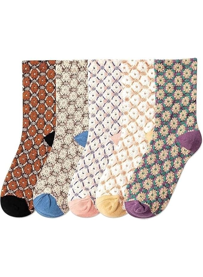 Women's Fashion Cute Socks, Novelty Funny Above Ankle Crew Socks, Holiday Gifts for Women 5 Pairs - Image 1