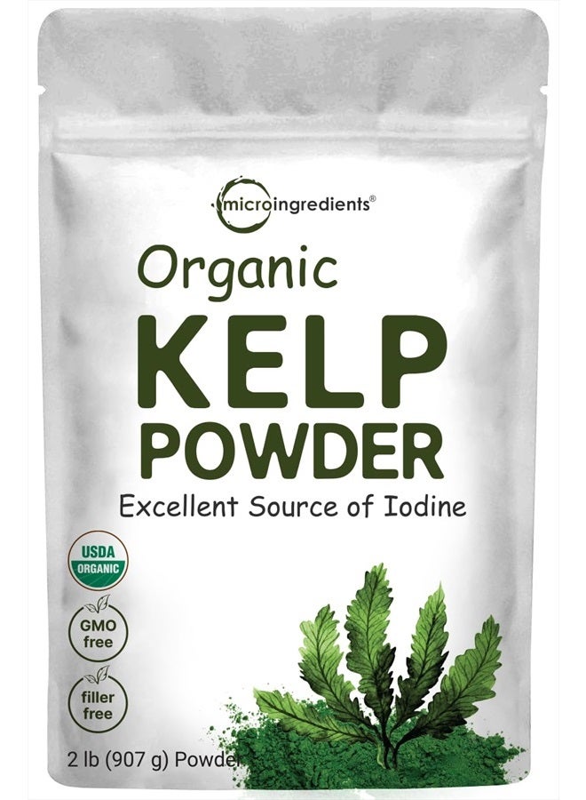 Micro Ingredients Organic Kelp Powder, 2lbs | Sustainably US Grown, Raw Ascophyllum Nodosum Source | Rich in Iodine for Thyroid Support, Body Scrubs, & Skin Care | Sea Vegetable | Non-GMO, Vegan - Image 1