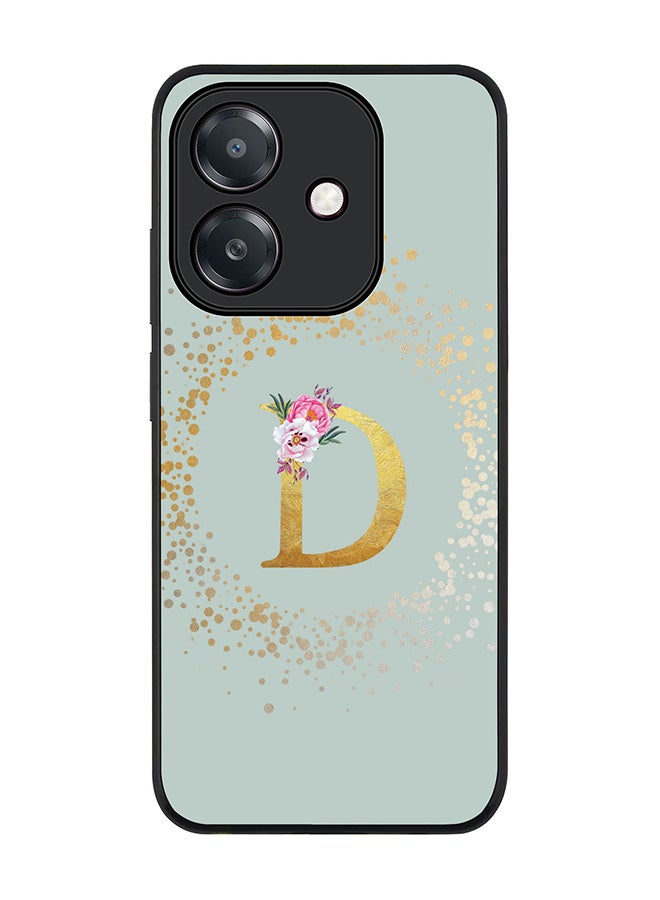 Stylizedd For Oppo A5i Case,Slim fit Camera Protection, Shockproof Thin Phone cover  - Custom Monogram Floral - D  (Light Grey )