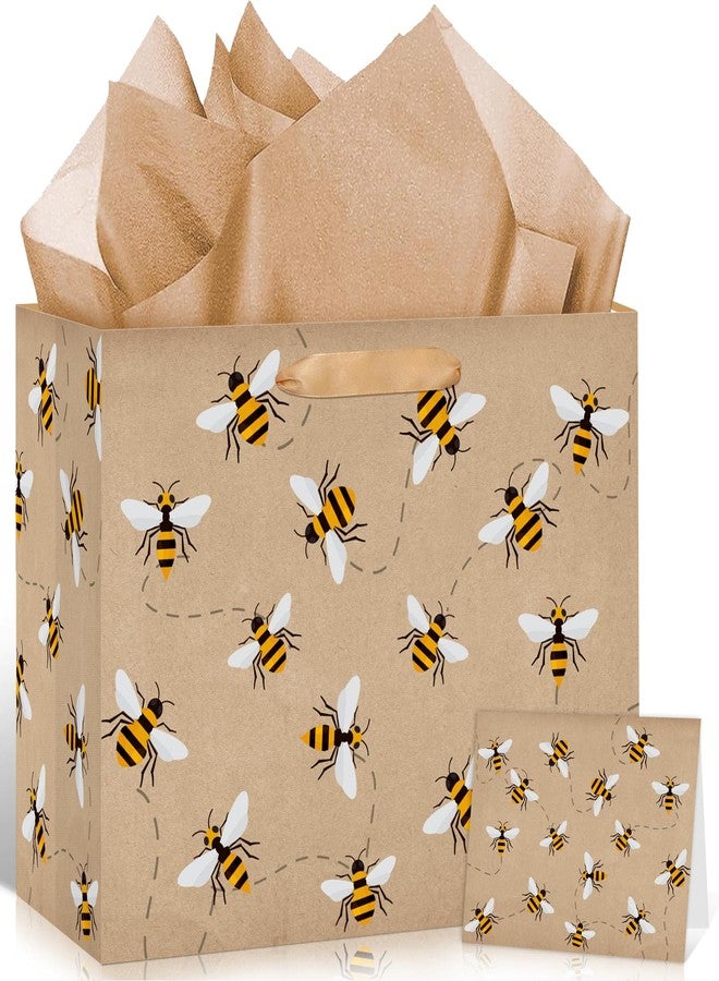 LUUFILx Bee Gift Bag for Baby Girls Boys Bee Party Favors with Wrapping Paper Card Candy Goodie Treat Bag for Baby Shower Birthday Gender Reveal Party Supplies - Image 1