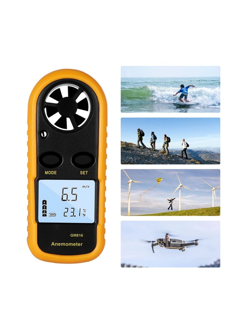 المحمولة مقياس شدة الريح مقياس شدة الريح الرقمية الصغيرة شفرة مقياس شدة الريح ℉ إلى ℉ في الهواء الطلق طائرة ورقية قارب شراعي ركوب الأمواج - Image 5