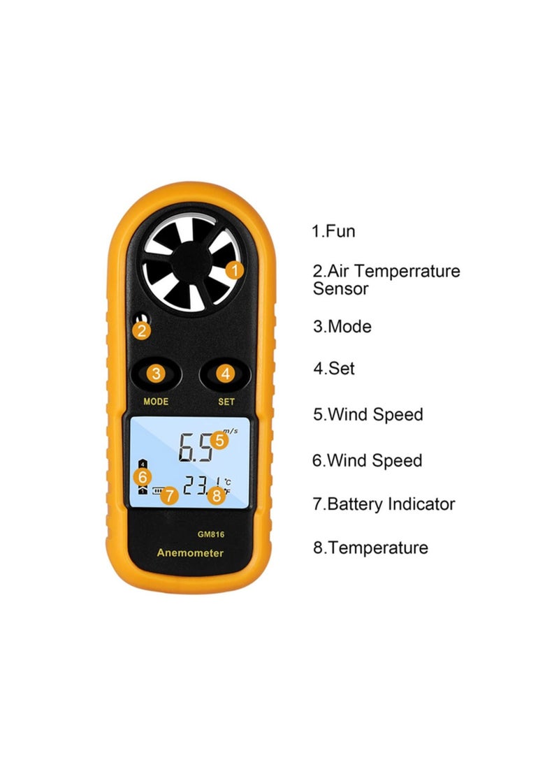 المحمولة مقياس شدة الريح مقياس شدة الريح الرقمية الصغيرة شفرة مقياس شدة الريح ℉ إلى ℉ في الهواء الطلق طائرة ورقية قارب شراعي ركوب الأمواج - Image 4