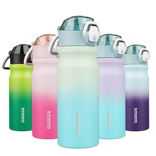 BJPKPK Insulated Water Bottle 18oz Stainless Steel Water Bottles with Straw and Carry Handle Double Wall Metal Thermal FlaskMint - Image 1
