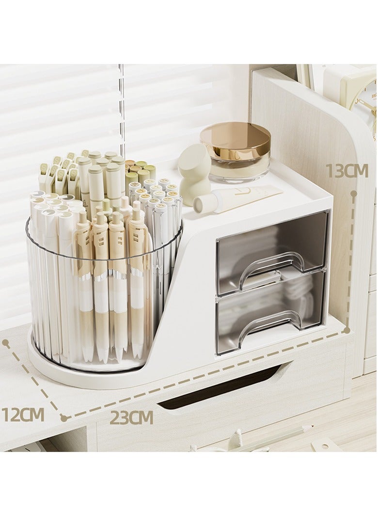CityRiya-Long Desk Organizer, Pencil Holder Pen Holder for Desk, Desktop Storage Box, White Makeup Brushes Organizer, Desk Storage Organizers and Accessories for Home Office Supplies, Stationery Holder Storage Box  - Image 4