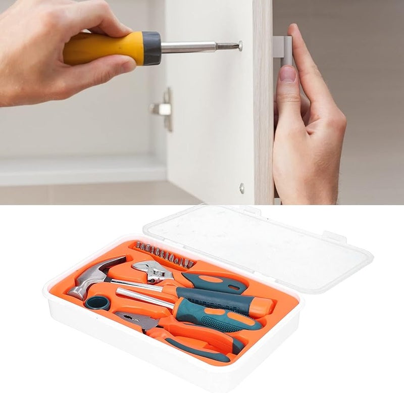 17Pcs Carbon Steel Hardware Tools Set with Hammer Wrench Plier Screwdriver Bits - Image 5