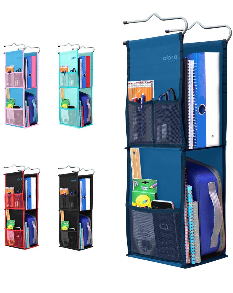 ABRA 2 Shelf Hanging Locker Organizer for School Work Gym Storage Deep Shelves 65x 9 EcoFriendly Fabric Healthy for Children Navy Blue