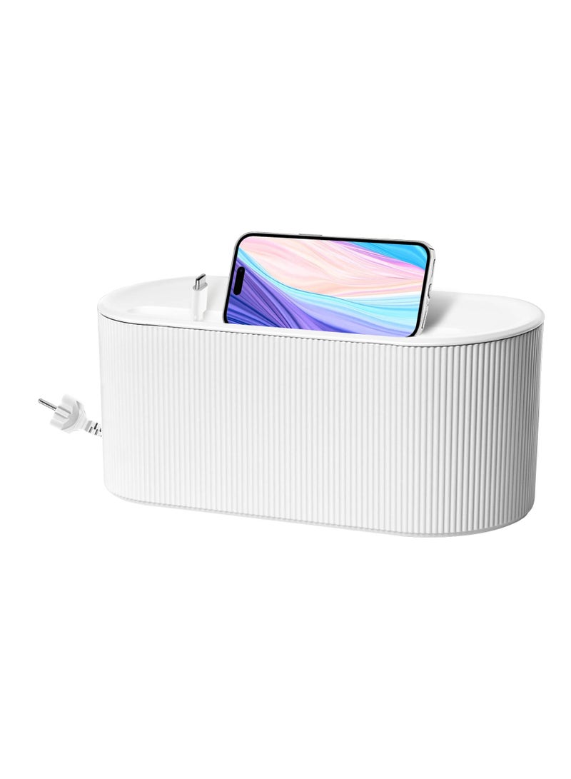 KASTWAVE Cable Management Box, Cord Organizer Box, Large and Medium Size Cord Box, Cord Hider Box with The Groove to Store The Chargers and Cable to Hide Surge Protector Cover on Desk or Floor (White) - Image 1