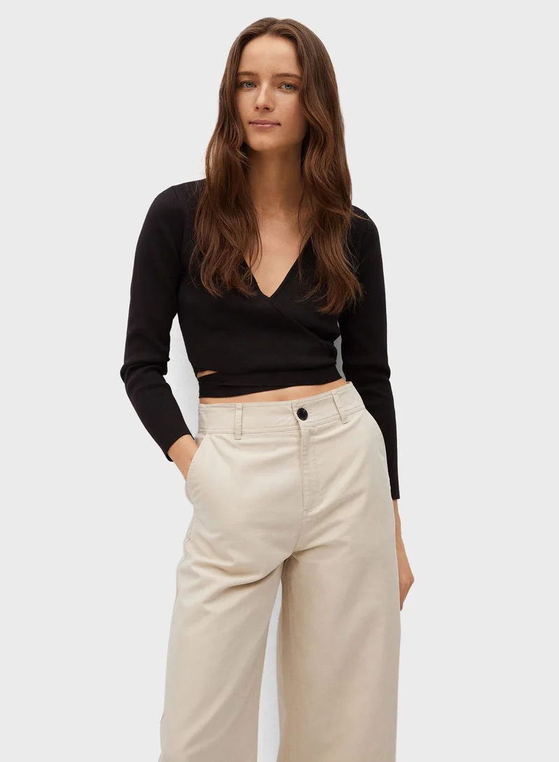 MANGO High Waist Cropped Pants