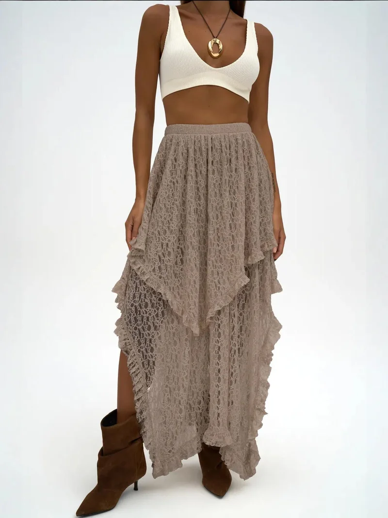 Mai Collection MAI STUDIOS Mireya Asymmetric Lace Skirt