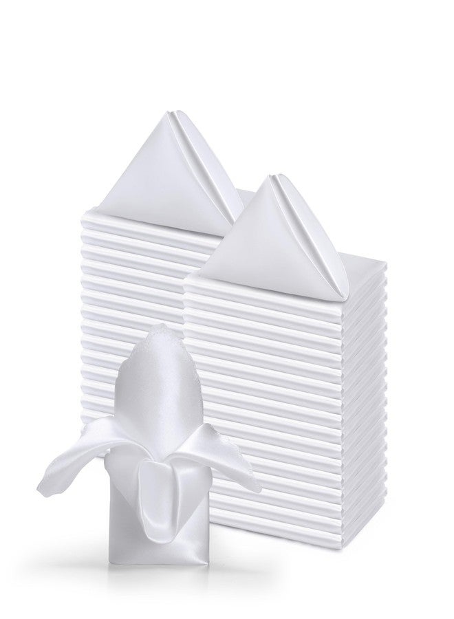 Counfeisly 100 Pack White Satin Napkins 17x17 Inches Dinner Napkins, Scalloped Elegant Napkins Square Table Napkins Decor, Smooth Table Cloth Napkins for Restaurant Weddings Banquet Party - Image 1