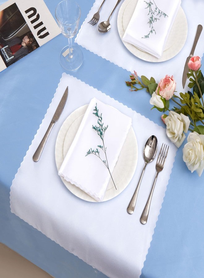 Counfeisly 100 Pack White Satin Napkins 17x17 Inches Dinner Napkins, Scalloped Elegant Napkins Square Table Napkins Decor, Smooth Table Cloth Napkins for Restaurant Weddings Banquet Party - Image 2