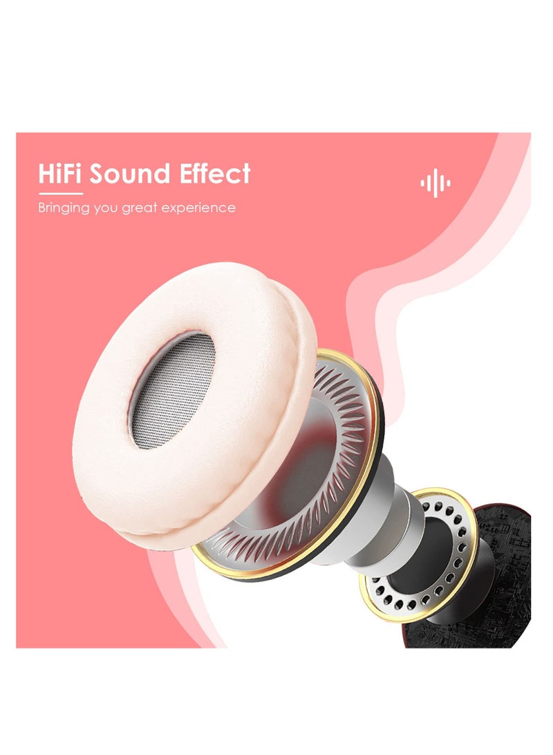 Excefore Kids Bluetooth Headphones with LED Cat Ears, Wireless Wired Mode, 40mm Driver Unit, Foldable Stereo Over Ear Headphones with Mic, Bluetooth 5.0 Girls Headphones for Smartphones, PC, iPad, Gray Pink - Image 3