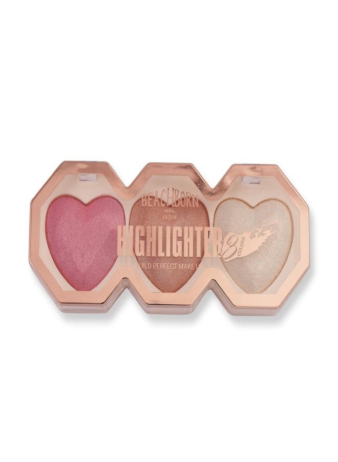 BEACHBORN Heart Shape Highlighter Palette For Makeup | Ultra Blendable & Long Lasting | Blinding Glow (BBI-02-07-SHADE NO.03, 9G) - Image 2