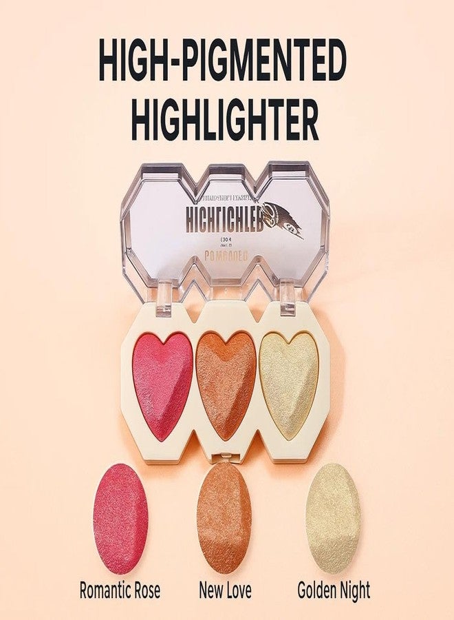 BEACHBORN Heart Shape Highlighter Palette For Makeup | Ultra Blendable & Long Lasting | Blinding Glow (BBI-02-07-SHADE NO.03, 9G) - Image 5
