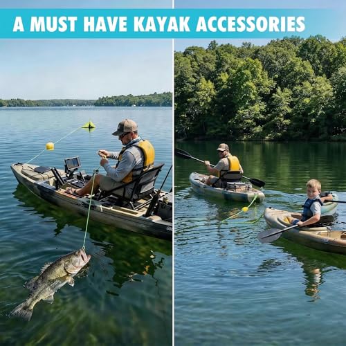 Obcursco 20FT Drift Sock Anchor Rope & Floating Marker Buoy, High Visibility Marine Tether Line with 316 Stainless Steel Clips for Kayak Fishing, Pontoon, Floating Water Mat & Sand Anchor - Image 2