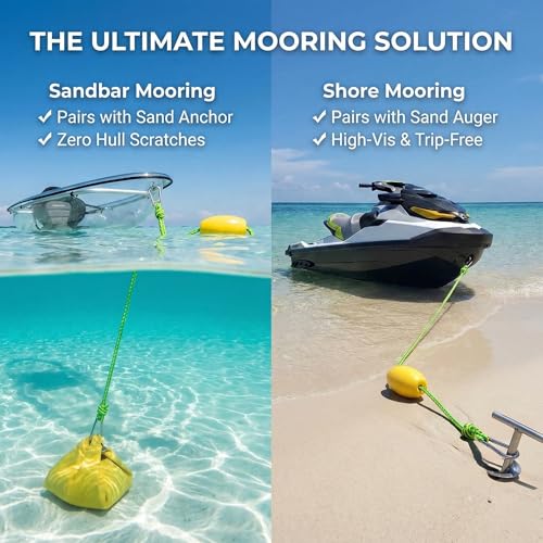 Obcursco 20FT Drift Sock Anchor Rope & Floating Marker Buoy, High Visibility Marine Tether Line with 316 Stainless Steel Clips for Kayak Fishing, Pontoon, Floating Water Mat & Sand Anchor - Image 4