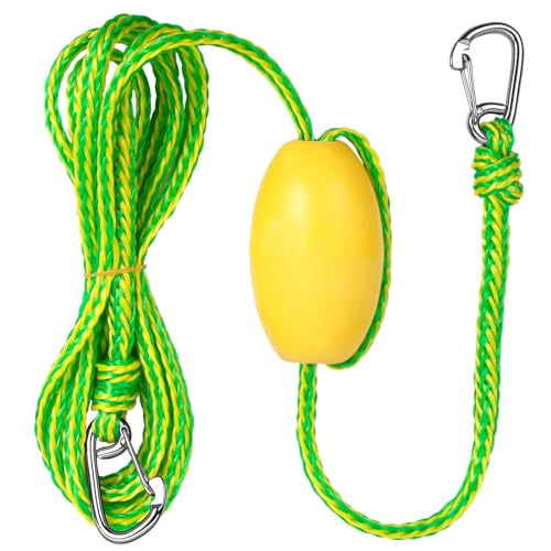 Obcursco 20FT Drift Sock Anchor Rope & Floating Marker Buoy, High Visibility Marine Tether Line with 316 Stainless Steel Clips for Kayak Fishing, Pontoon, Floating Water Mat & Sand Anchor - Image 1