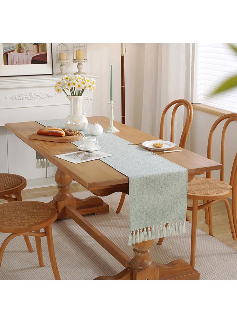 Imitation cotton and linen handmade tassel table flag dining table fabric home tea table runner 33x240cm - Image 1