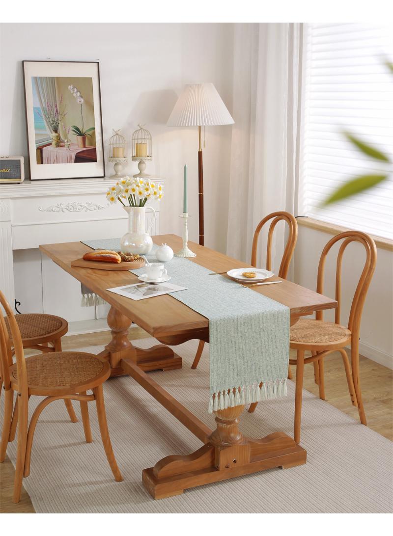 Imitation cotton and linen handmade tassel table flag dining table fabric home tea table runner 33x240cm - Image 4