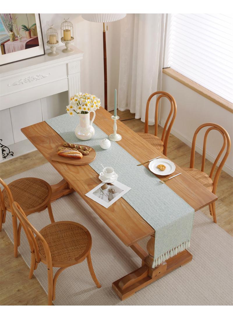 Imitation cotton and linen handmade tassel table flag dining table fabric home tea table runner 33x240cm - Image 5