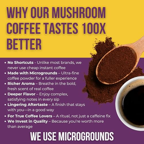 Grateful Earth Mushroom Coffee, Coconut Instant Coffee with Lion’s Mane Mushrooms, Chaga, Turmeric, L-Theanine, Cinnamon, Super Brain Blend For Energy & Immune Support, Dairy & Gluten Free, 20 Packets - Image 3