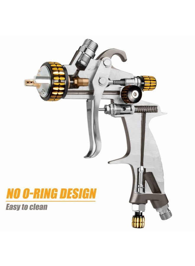 BEETRO HVLP Spray Gun Kit: 600ml, 14.5CFM, 30-43psi, 1.4/1.8mm Stainless Steel Nozzles, Type 2 Adapter, Air Valve, Filter with Case - for Car Painting - Image 4