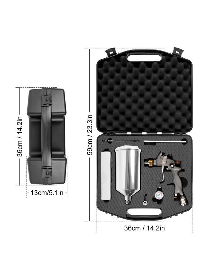 BEETRO HVLP Spray Gun Kit: 600ml, 14.5CFM, 30-43psi, 1.4/1.8mm Stainless Steel Nozzles, Type 2 Adapter, Air Valve, Filter with Case - for Car Painting - Image 2