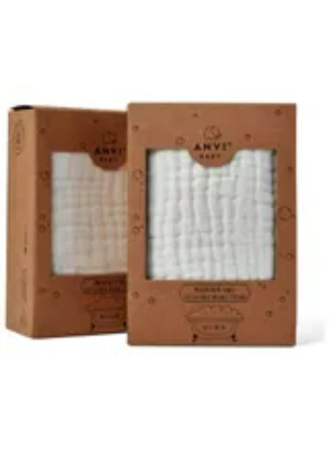 Anvi Baby - Organic Muslin Bath Towel - White Lotus - 2pcs - Image 2