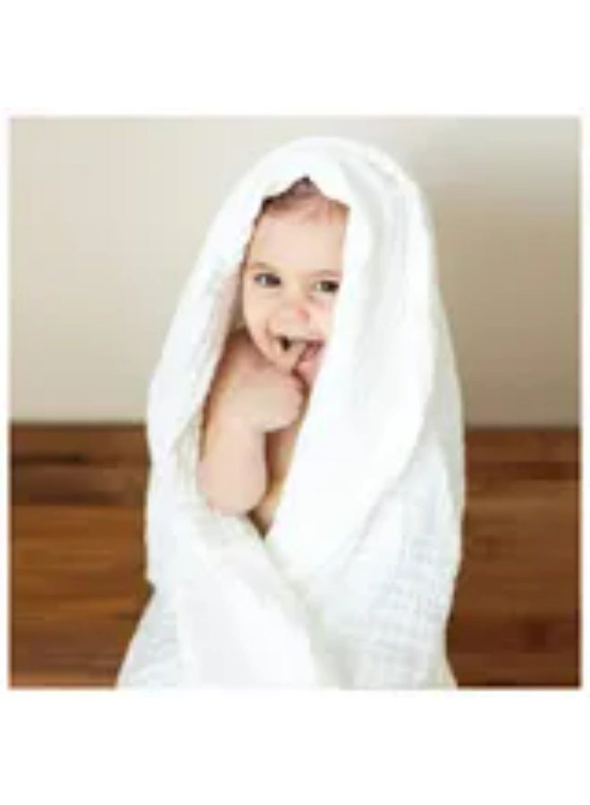 Anvi Baby - Organic Muslin Bath Towel - White Lotus - 2pcs - Image 4
