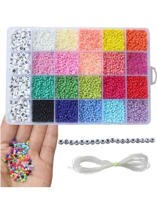beads for bracelets kit 8000pcs 3mm glass seed beads multi color and 240pcs alphabet letter beads for diy jewelry name bracelets making and crafts - Image 4