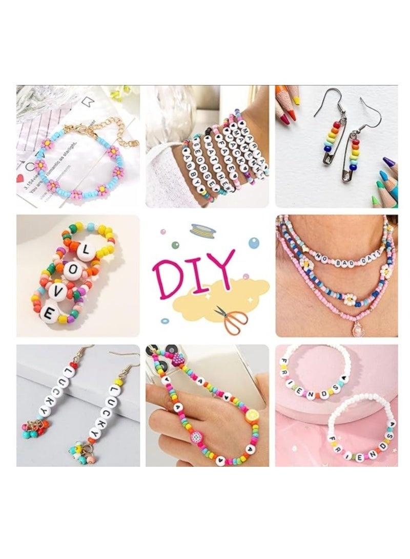 beads for bracelets kit 8000pcs 3mm glass seed beads multi color and 240pcs alphabet letter beads for diy jewelry name bracelets making and crafts - Image 3