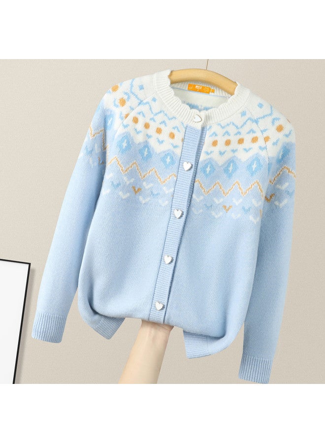 Flying in the snow Heart-shaped Button Lace Collar Sweater Men's Women's Children's Wear 25 Autumn Winter Warm Wool Sweater Coat - Image 3