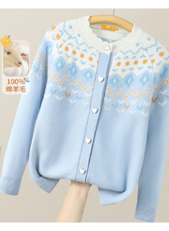 Flying in the snow Heart-shaped Button Lace Collar Sweater Men's Women's Children's Wear 25 Autumn Winter Warm Wool Sweater Coat - Image 1