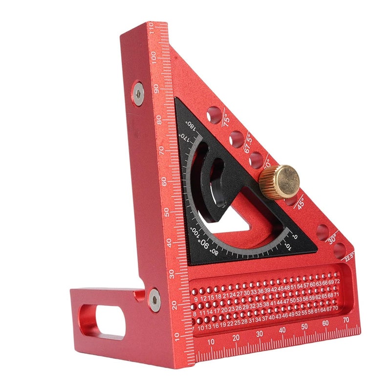 Red Black 3D Multi Angle Measuring Ruler High Hardness Anodized Aluminum Alloy Woodworking Square Tool - Image 3