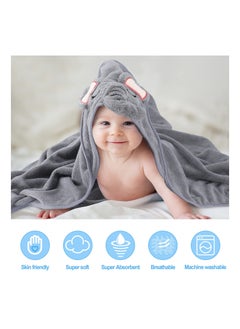 SYOSI 3PCS HoodedA Towel Set for Newborn Boys and Girls, Soft Terry Baby Hooded Bath Wrap Baby Bathing Towel and Washcloths Kit Baby Hooded Bath Wrap Set for Baby Supplies (Elephant, Bear, Deer)  - Image 2