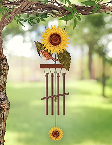Sunset Vista Designs KD161 Outdoor Chimes Birds of a Feather Garden Wind Chime for Patios Porches and More, 15.75-inch, Sunflower - Image 2