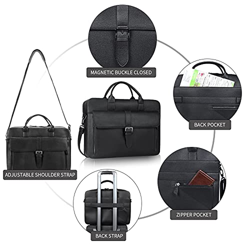 ESTARER Laptop Briefcase 15.6 Inch, Men’s Briefcase for Business/Travel, Leather Computer Office Work Bag, Water Resistant Laptop Bag, Black - Image 5
