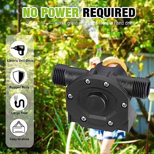 TRUPOW Self-Priming Mini Hand Water Transfer Drill Pump Kit with Water Hose & Oil Hose for Home Water Oil Fluid Transfer - Image 2