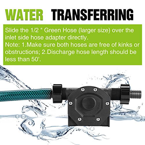TRUPOW Self-Priming Mini Hand Water Transfer Drill Pump Kit with Water Hose & Oil Hose for Home Water Oil Fluid Transfer - Image 3