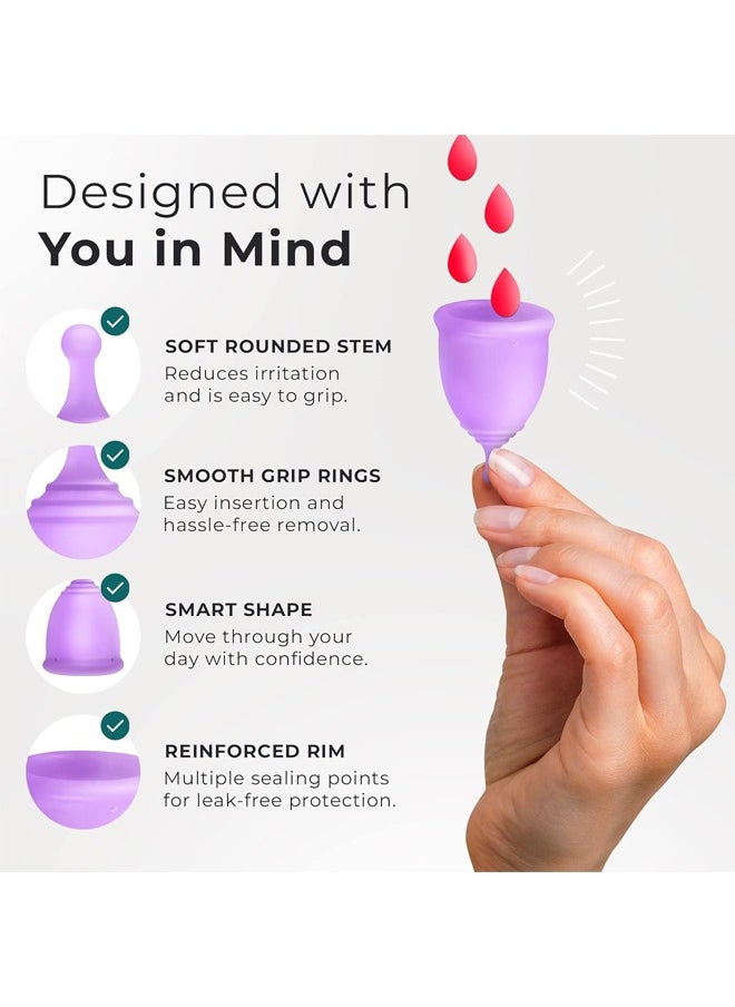 Generic - Soft Menstrual Cup Super Soft and Flexible, Reusable Silicone Foldable Sterilizing Cup, Wear for 12 Hours, Easy to Clean Tampon and Pad Alternative 1 Small and 1 Large - Image 1