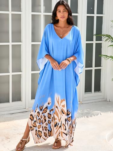 Moss Rose Kaftans Coverup Dresses for Women Moo Moos Swimsuit Caftan Plus Size Maxi Beach Vacation Clothes - Image 2
