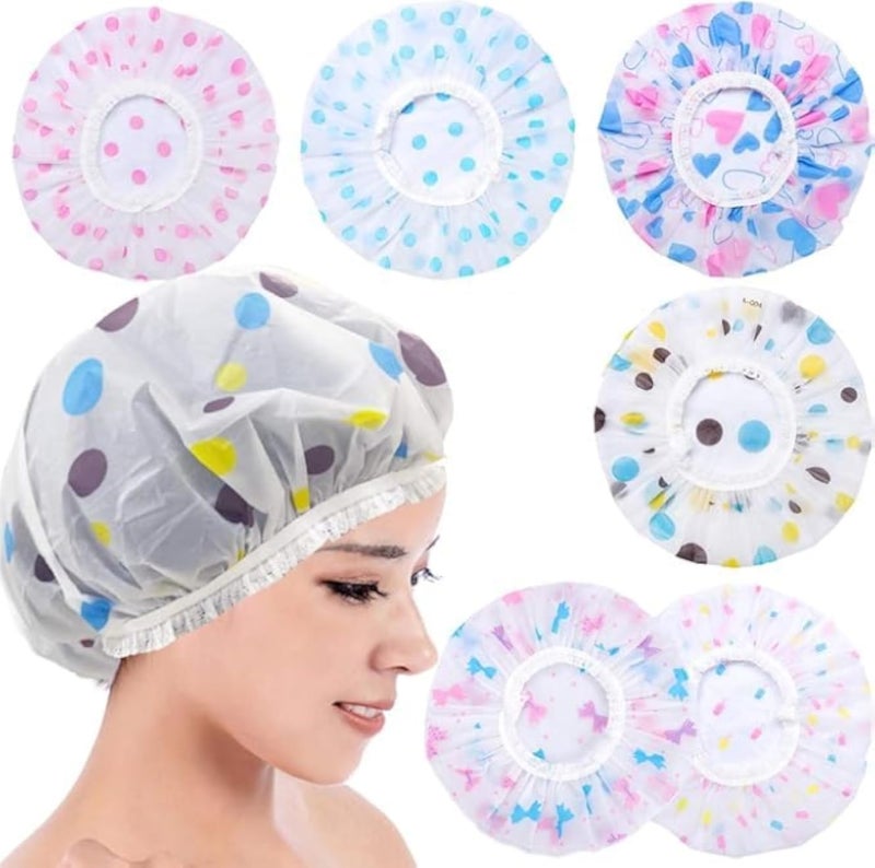 Shower Caps for Long Hair for Women - Reusable Elastic Hair Cover Caps for Women - 1 Piece Different Shapes and Colors