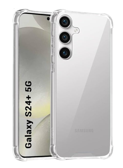 غطاء خلفي شفاف هجين للغاية لهاتف سامسونج جالاكسي S24 بلس 5G | تصميم مقاوم للصدمات | عثرة حماية الكاميرا | هارد كلير باك | حافظة ممتصة للصدمات لهاتف Samsung S24 Plus (Pc & TPU | شفاف)
