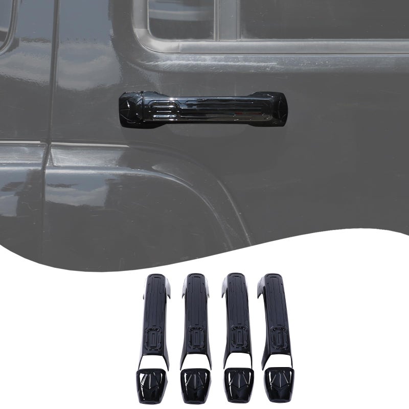 Lcojicep Car Exterior Door Handle Protector Trim Frame Cover Compatible with Hummer H3 20052009ABS Mecha style Door Handle CoverCar outer Door Handle Cover Frame Decoration Accessories Piano Black - Image 2