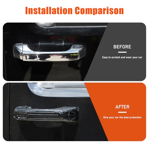 Lcojicep Car Exterior Door Handle Protector Trim Frame Cover Compatible with Hummer H3 20052009ABS Mecha style Door Handle CoverCar outer Door Handle Cover Frame Decoration Accessories Piano Black - Image 3