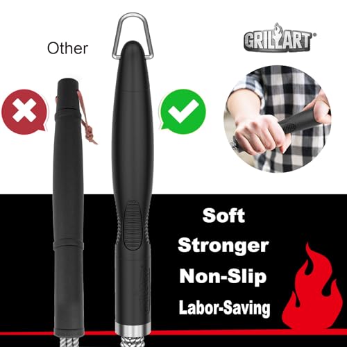 GRILLART Grill Brush and Scraper, Extra Strong BBQ Cleaner Accessories, Safe Wire Bristles Barbecue Triple Scrubbers Cleaning Brush for Gas/Charcoal Grilling Grates, Wizard Tool BR-8115 - Image 2