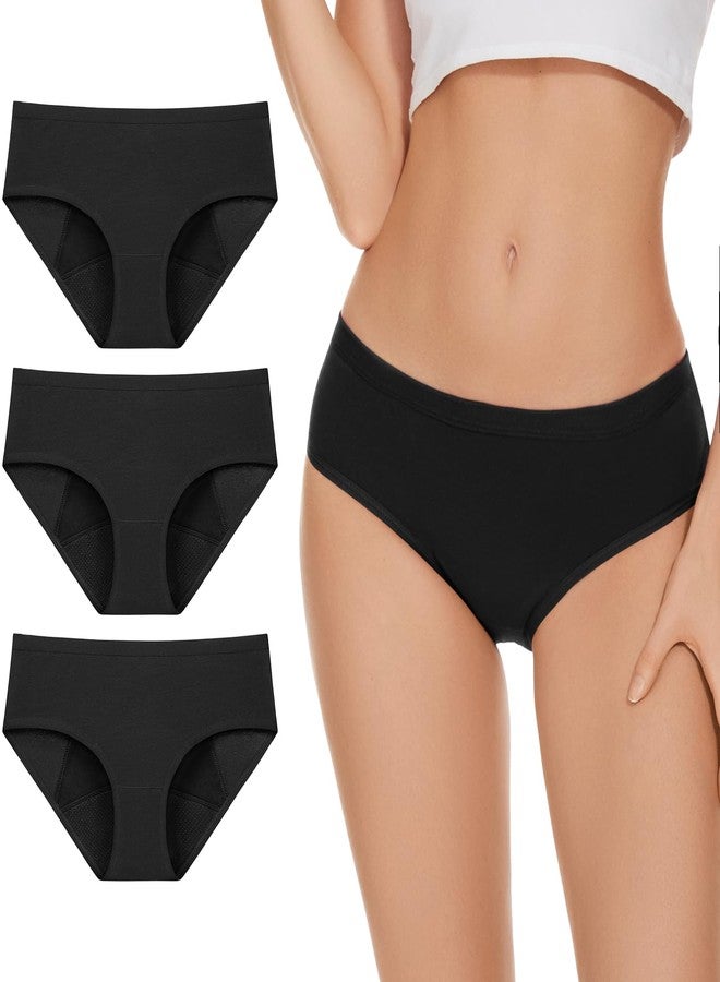 ALLBASE Women's High Absorbency Period Underwear - Leak-Proof & Reusable Menstrual Pants for Heavy Flow Days - 3 Pack,Black,Medium - Image 1